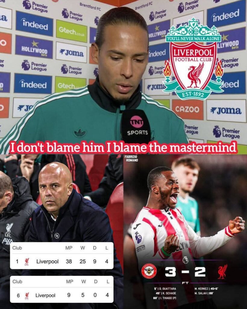 He’s clearly not ready,He should have not been started in a crucial match like this..well! I don’t blame him I blame the coach who made this call and now We are all paying for it”  Liverpool Captain Virgil van dijk gives Verdict after Liverpool 3-2 loss to Brentford today.  Virgil van dijk Drops a Bombshell After  3-2  loss to Brentford – Fans are Fuming  READ FULL STORY BY CLICKING ink below 👇🏾