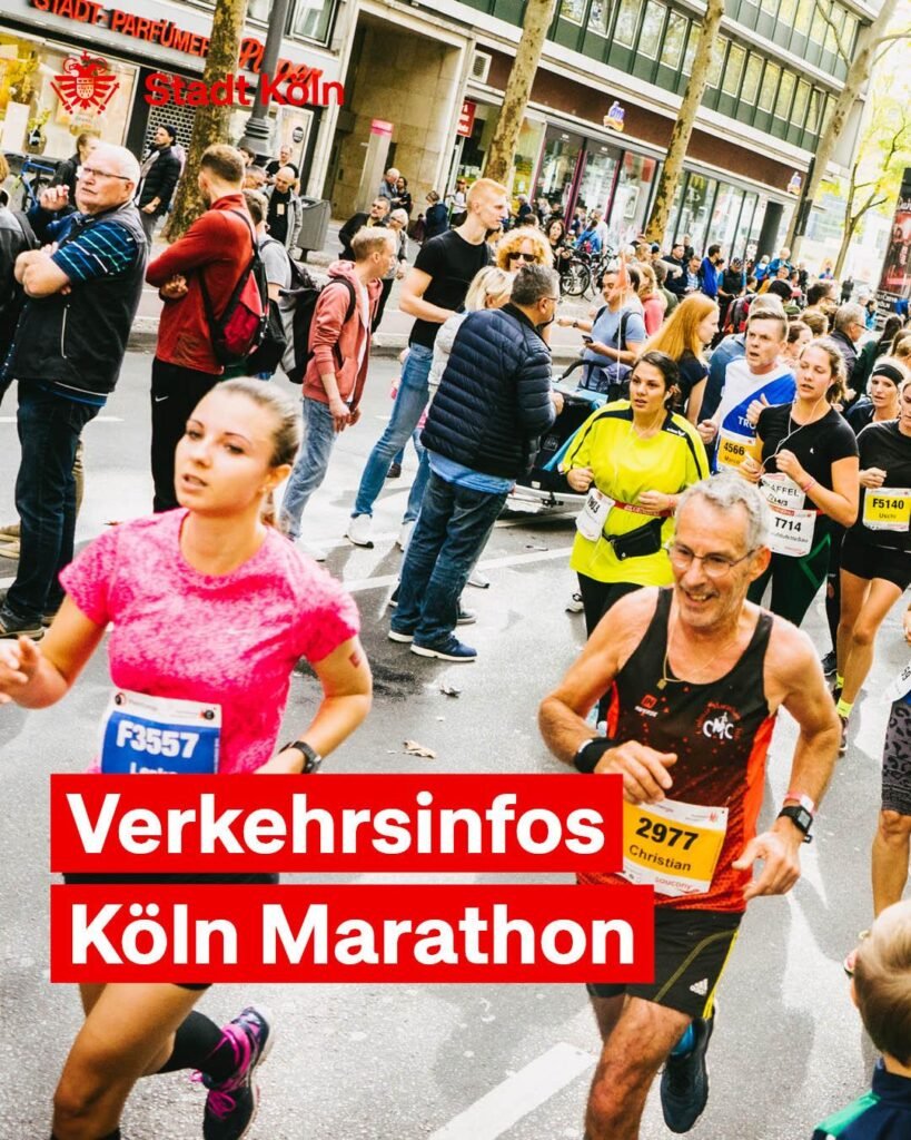 🏃♂️🏃♀️ Köln läuft – und wie! Der Köln Marathon sorgt heute wieder für sportliche Höchstleistungen und volle Straßen. Während tausende Läuferinnen und Läufer durch die Domstadt sprinten, steht der Verkehr in der Innenstadt teilweise still. 🚫🚗