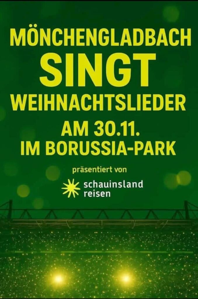 🚨🎄 Weihnachtszauber im Borussia-Park! 💚✨ Am 30. November verwandelt sich der Borussia-Park in Mönchengladbach in ein magisches Winterwunderland, das Fans und Familien….