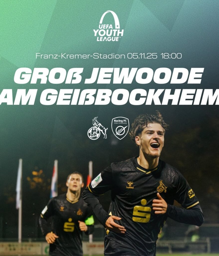 Nur noch einmal schlafen 🤩 Die #effzeh U19 empfängt am Mittwoch, den 5. November 2025, um 18:00 Uhr, den RFC Union Luxemburg zum Rückspiel der 2. Runde im UEFA Youth League Qualifikationsweg.
