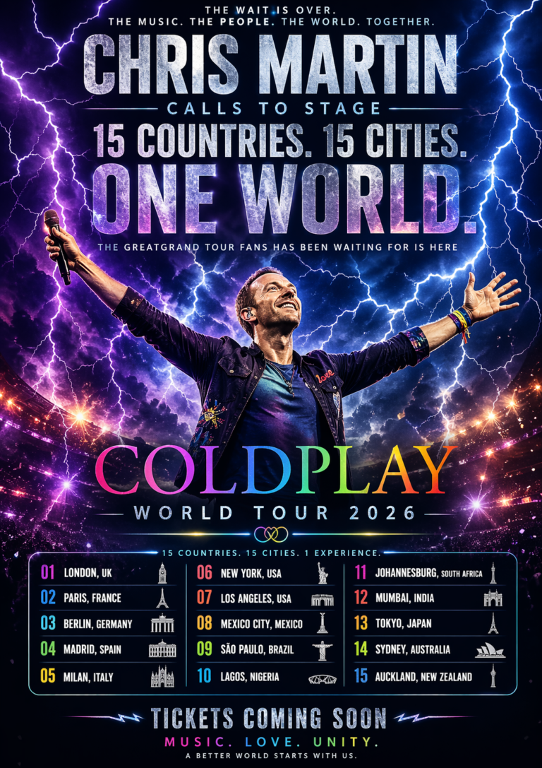 🌍 A Global Anthem Returns: Chris Martin Announces 15-City World Tour for 2026 🌍..