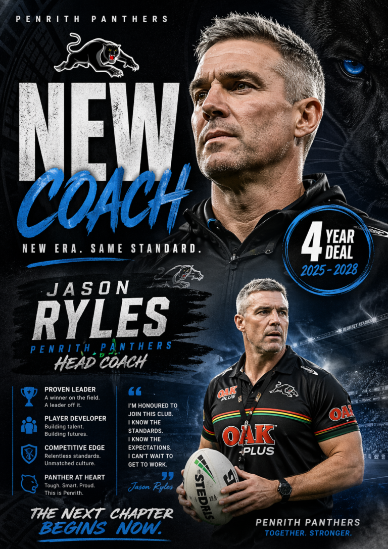 The Penrith Panthers have sent shockwaves through the rugby league world by officially appointing Jason Ryles as their new head coach on a four-year…