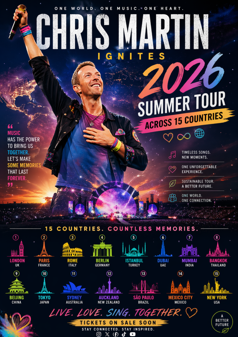 🔥 Chris Martin Ignites 2026 Summer Tour Across 15 Countries 🌍🎶..