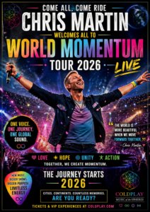 🌍✨ WORLD MOMENTUM 2026: Ride the Rhythm with Chris Martin — One Voice, One Journey, One Global Sound ✨🌍..