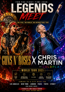 🔥 Legends Collide: Guns N’ Roses x Chris Martin Set the World Stage on Fire 🌍🎸