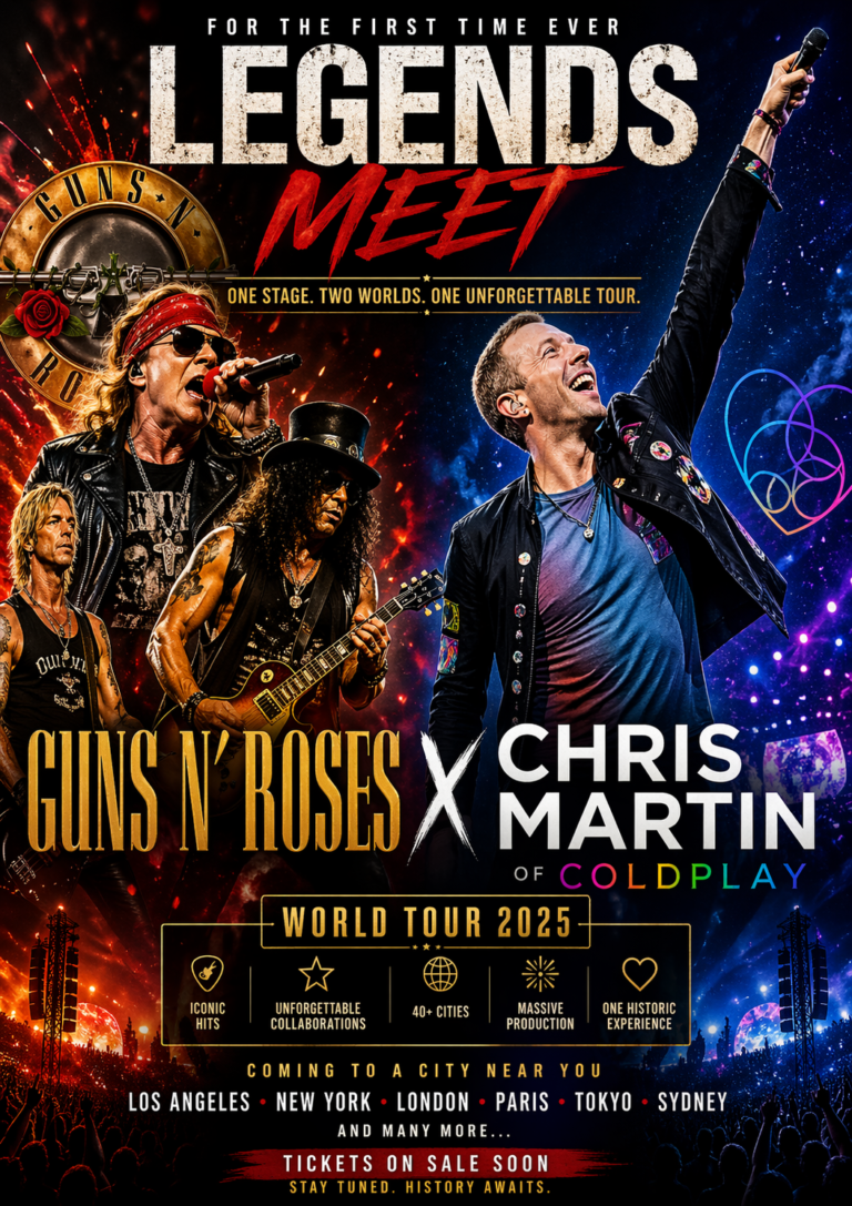 🔥 Legends Collide: Guns N’ Roses x Chris Martin Set the World Stage on Fire 🌍🎸