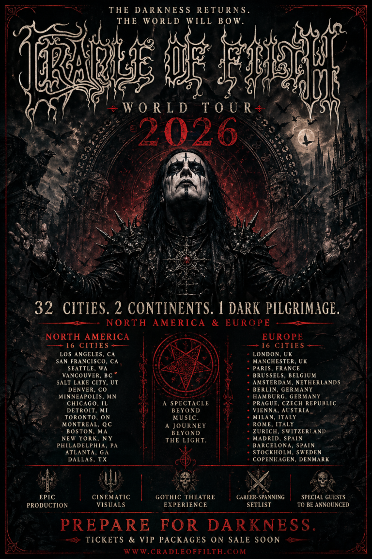 🔥 “Dark Dominion 2026: Cradle of Filth Unleash a 32-City Reign Across North America & Europe” 🔥